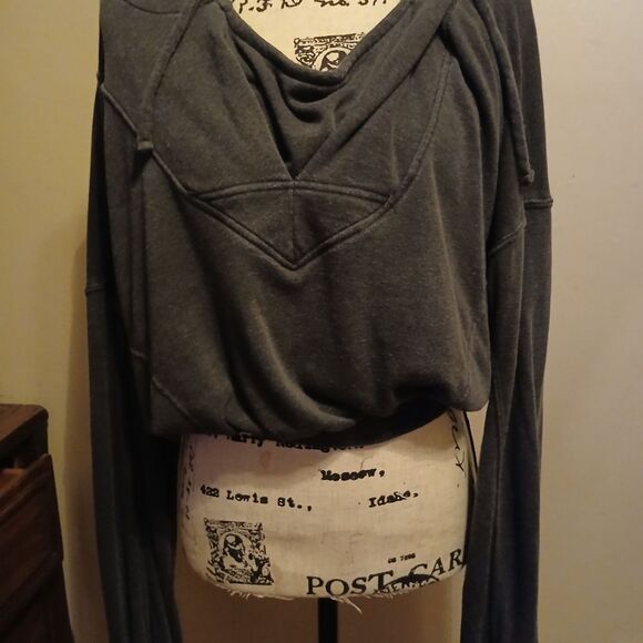 free people movement Tops - FREE PEOPLE MOVEMENT DARK GREY DRAPED NECK SWEATSHIRT LOUNGEWEAR SIZE XS
